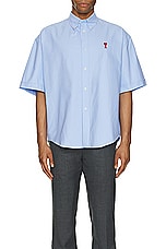 ami Boxy Fit Shirt in Cashmere Blue, view 4, click to view large image.