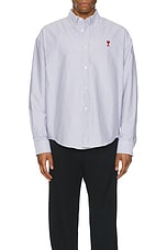 ami Boxy Fit Shirt in Black & Natural White, view 4, click to view large image.