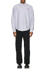 ami Boxy Fit Shirt in Black & Natural White, view 5, click to view large image.