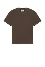 ami Red ADC T-Shirt in Dark Coffee, view 1, click to view large image.