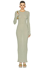 ami Ribbed Long Dress in Sage, view 1, click to view large image.