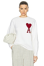 ami ADC Sweater in Off White & Red, view 1, click to view large image.