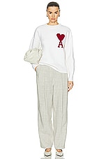 ami ADC Sweater in Off White & Red, view 4, click to view large image.