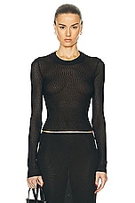ami Crewneck Cropped Sweater in Black, view 1, click to view large image.