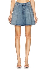 AMI Paris Flare Mini Skirt in Used Indigo Denim | FWRD