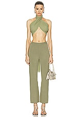 ami Draped Bra Top in Olive, view 1, click to view large image.