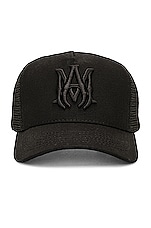 Amiri Ma Trucker Hat in Black | FWRD Amiri Ma Trucker Hat in Black | FWRD