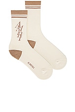 Amiri MA Stripe Sock in Birch, view 1, click to view large image.