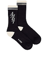 Amiri MA Stripe Sock in Black, view 1, click to view large image.
