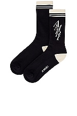 Amiri MA Stripe Sock in Black, view 2, click to view large image.