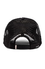 Amiri Core Logo Trucker Hat in Black & White, view 4, click to view large image.