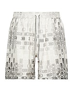 Amiri Gradient Tape Pj Shorts in Grey, view 1, click to view large image.