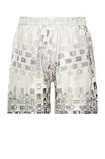 Amiri Gradient Tape Pj Shorts in Grey, view 2, click to view large image.