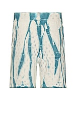 Amiri Vertical Streak Tie Dye Short in Blue, view 2, click to view large image.