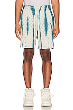 Amiri Vertical Streak Tie Dye Short in Blue, view 3, click to view large image.