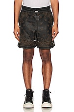 Amiri Leather Bandana Short in Black, view 3, click to view large image.