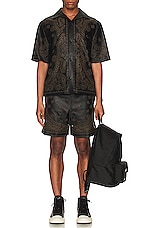 Amiri Leather Bandana Short in Black, view 4, click to view large image.