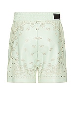 Amiri Leather Bandana Short in Mint, view 2, click to view large image.