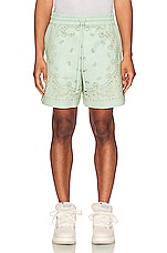 Amiri Leather Bandana Short in Mint, view 3, click to view large image.
