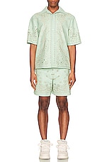 Amiri Leather Bandana Short in Mint, view 4, click to view large image.