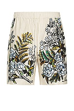 Amiri Embrodiered Floral Short in Alabaster, view 1, click to view large image.