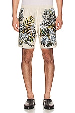 Amiri Embrodiered Floral Short in Alabaster, view 3, click to view large image.