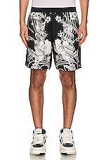 Amiri Floral Short in Black, view 3, click to view large image.