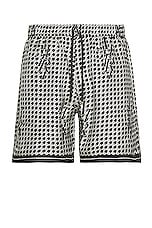 Amiri Staggard Houndstooth Silk Short in Black, view 1, click to view large image.