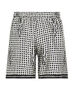 Amiri Staggard Houndstooth Silk Short in Black, view 2, click to view large image.