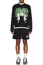 Amiri Cherub Text Sweat Short in Black, view 4, click to view large image.