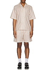 Amiri Stripe Staggered Poplin Short in Cream Tan, view 5, click to view large image.