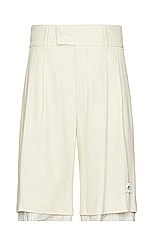 Amiri Cross Hatch Layered Skater Short in French Vanilla, view 1, click to view large image.