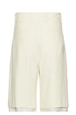 Amiri Cross Hatch Layered Skater Short in French Vanilla, view 2, click to view large image.