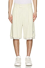 Amiri Cross Hatch Layered Skater Short in French Vanilla, view 4, click to view large image.