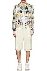 Amiri Cross Hatch Layered Skater Short in French Vanilla, view 5, click to view large image.