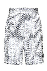 Amiri Boucle Tweed Skater Short in Ashley Blue, view 1, click to view large image.
