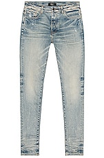 Amiri Stack Skinny Jean in Clay Indigo, view 1, click to view large image.
