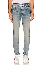 Amiri Stack Skinny Jean in Clay Indigo, view 3, click to view large image.