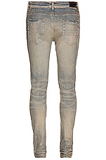 Amiri Mx1 Ultra Suede Skinny Jean in Clay Indigo, view 2, click to view large image.