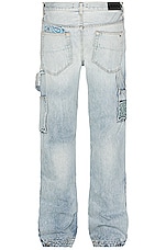 Amiri Patchwork Bandana Carpenter Straight Jean in Stone Indigo, view 2, click to view large image.