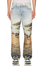 Amiri Printed Safari Straight Jean in Stone Indigo, view 4, click to view large image.