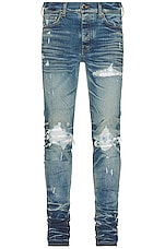 Amiri Bleached Ma Paisley Mx1 Skinny Jean in Honeycomb Indigo | FWRD