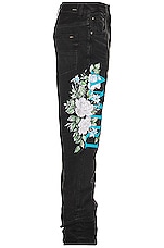 Amiri Floral Straight Jean in Faded Black, view 3, click to view large image.