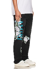 Amiri Floral Straight Jean in Faded Black, view 7, click to view large image.