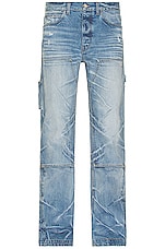 Amiri Faded Carpenter Straight Jean in Faded Indigo, view 1, click to view large image.