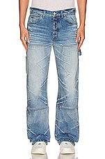 Amiri Faded Carpenter Straight Jean in Faded Indigo, view 6, click to view large image.