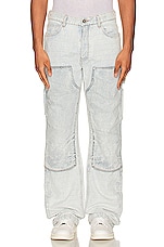 Amiri Carpenter Straight Jean in Bleached Indigo, view 6, click to view large image.
