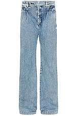 Amiri Double Pleat Baggy Pant In Light Washed Indigo in Light Washed Indigo, view 1, click to view large image.