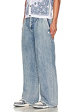Amiri Double Pleat Baggy Pant In Light Washed Indigo in Light Washed Indigo, view 5, click to view large image.