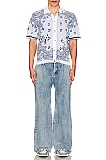 Amiri Double Pleat Baggy Pant In Light Washed Indigo in Light Washed Indigo, view 6, click to view large image.